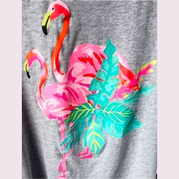 Kiwi Fresh Plus Size New Flamingo Print Tee. - Picture 5 of 14